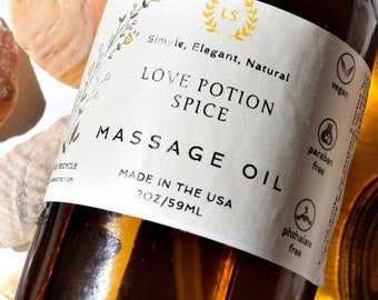 Love Potion Massage Oil | Floral or Spice: Romantic Vegan Blend with Vitamin E, Cruelty-Free and Synthetic-Free