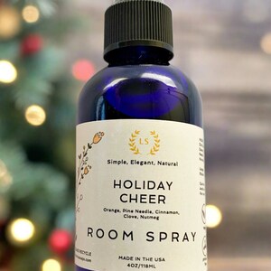 Room spray Holiday Cheer with essential oils of orange, pine, cinnamon, clove, nutmeg
