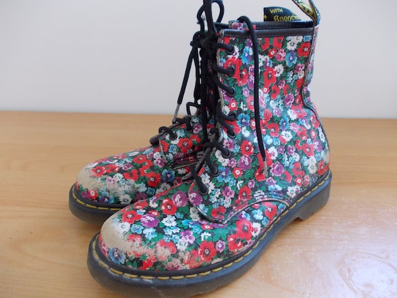 Vintage Dr Martens Floral Boots UK 7