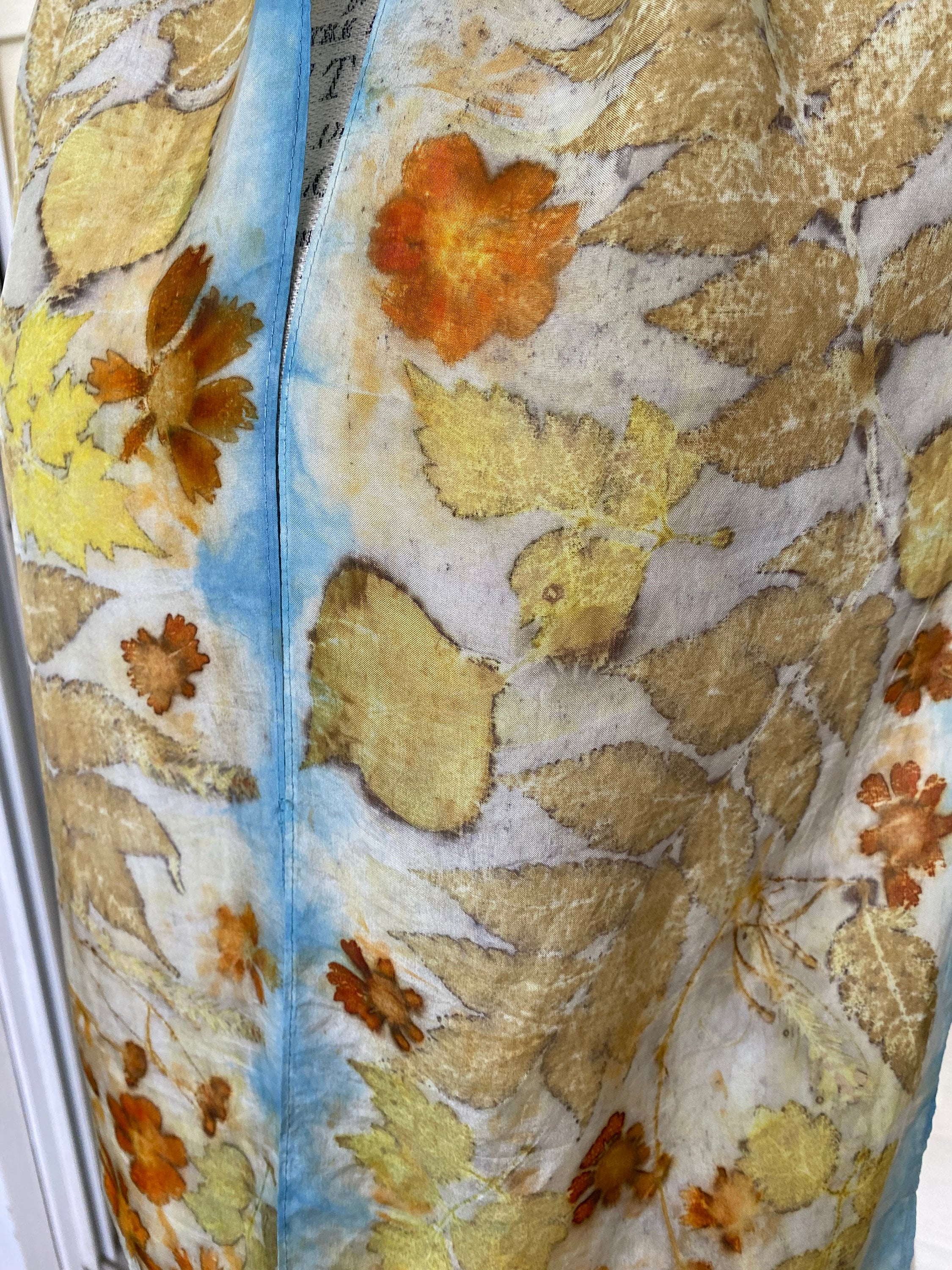 Citrine Shimmer Eco Printed Silk Scarf from The Catalyn