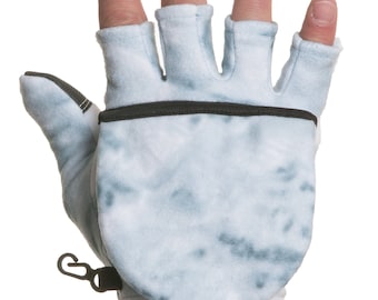 Men's Convertible Fleece Mittens: Fingerless Camo Gloves