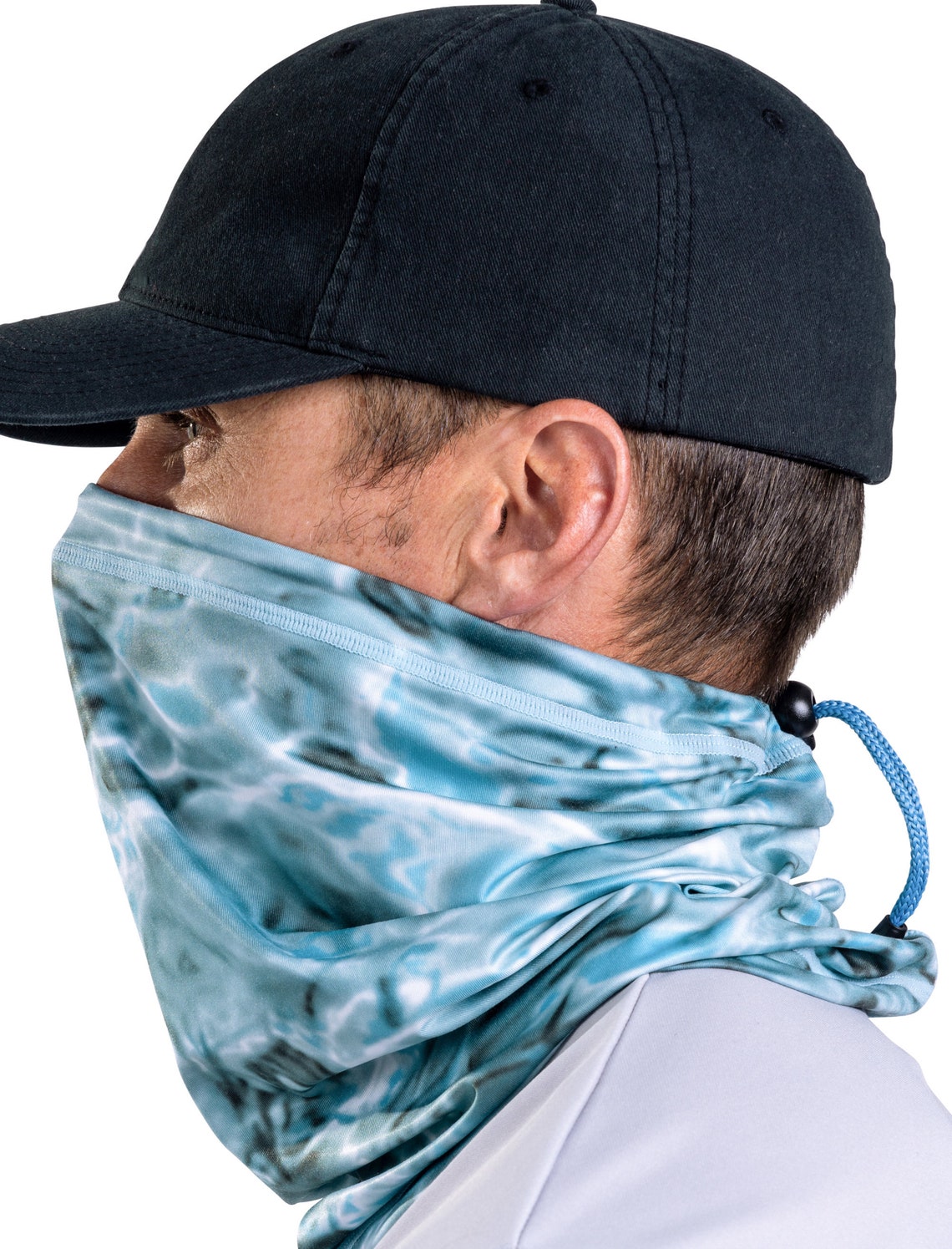 Adjustable Drawstring Neck Gaiter Face Mask Cover for Men Microfleece