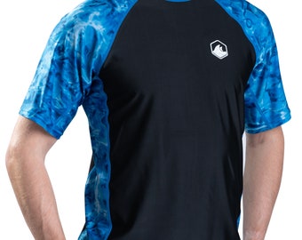 Mens Short Sleeve Rash Guard Shirt: Surf Swim Rashguard Shirts UV 50+