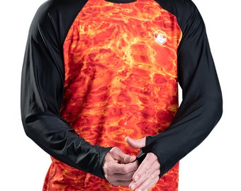 Mens Rash Guard Long Sleeve Thumb Hole UPF 50+ Rashguard Swim Shirts