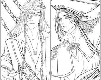 Juego de 11 páginas para colorear / Bendición de los funcionarios del cielo / Xie Lian y Hua Cheng