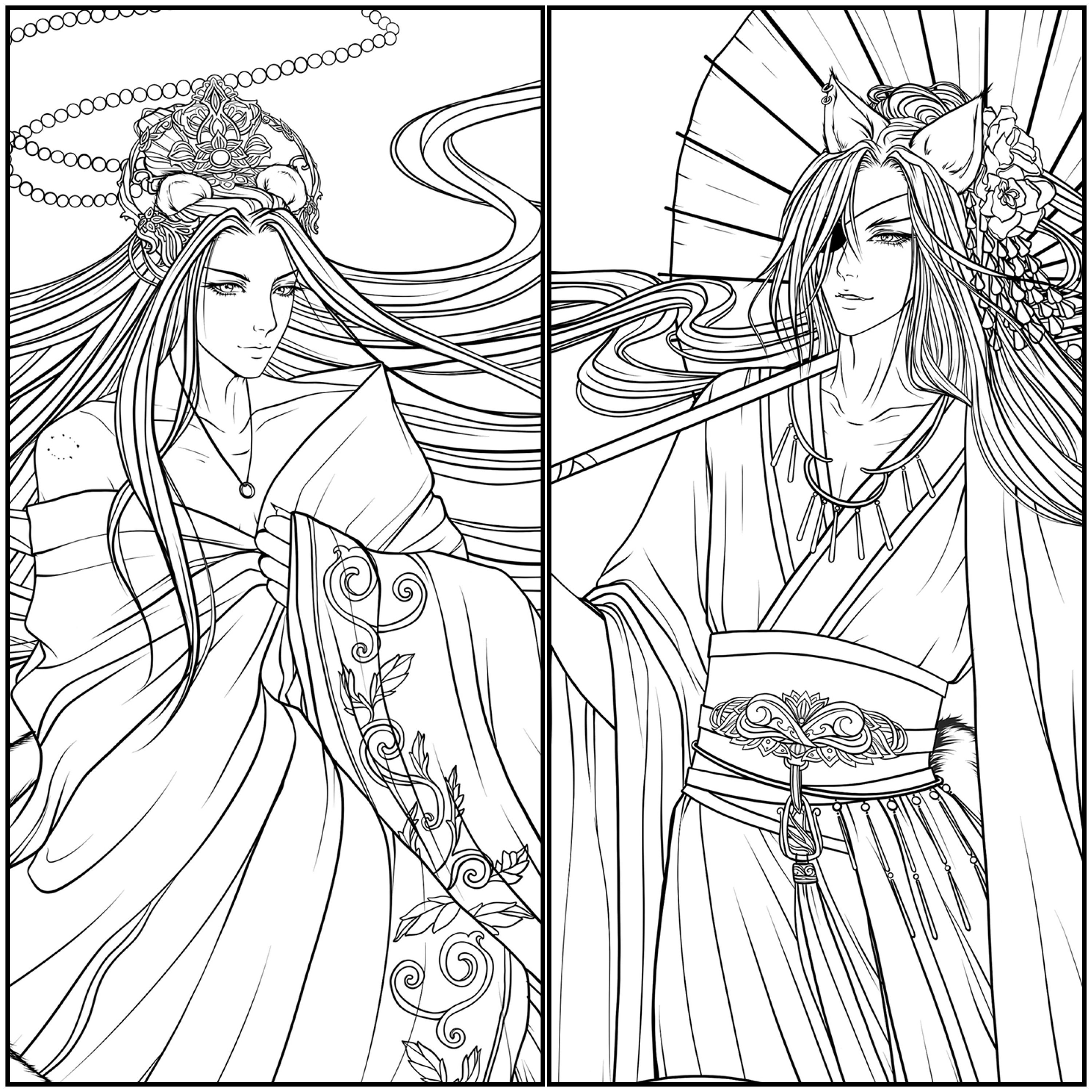 11page Set of Colouring Pages Heaven Officials Blessing Xie Lian