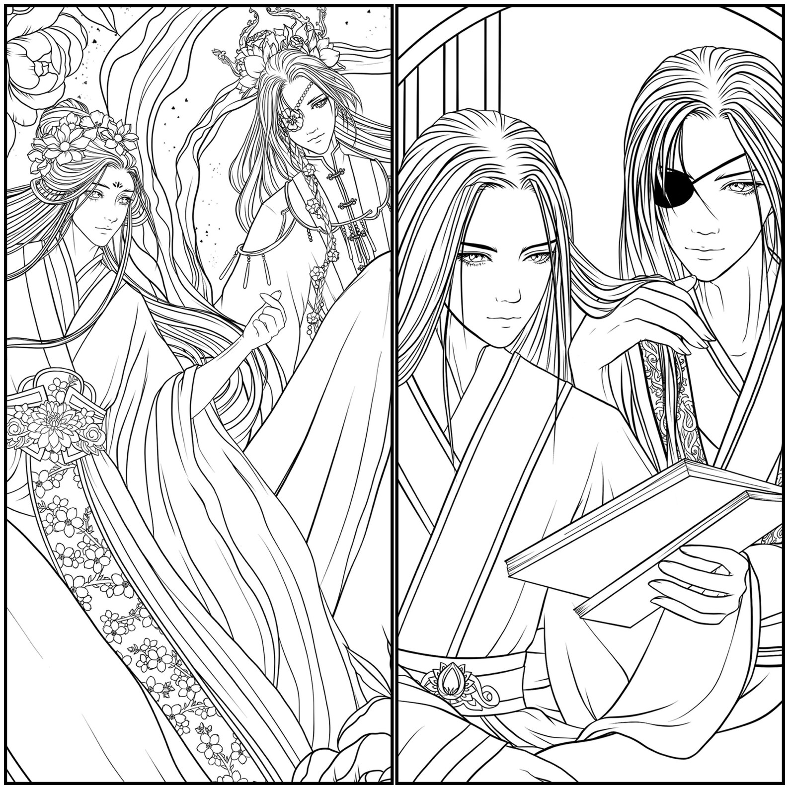 11-page Set of Colouring Pages | Heaven Officials Blessing | Xie Lian and Hua Cheng - Etsy