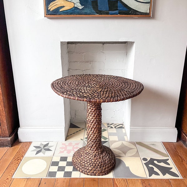 Vintage French Occasional Basket Weave Table