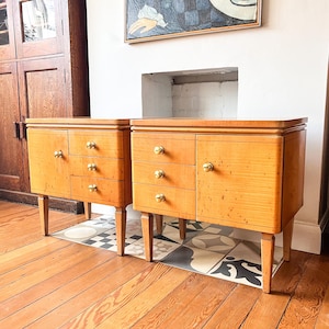 A Pair Of Large Art Deco Style Birds Eye Bedside Cabinets
