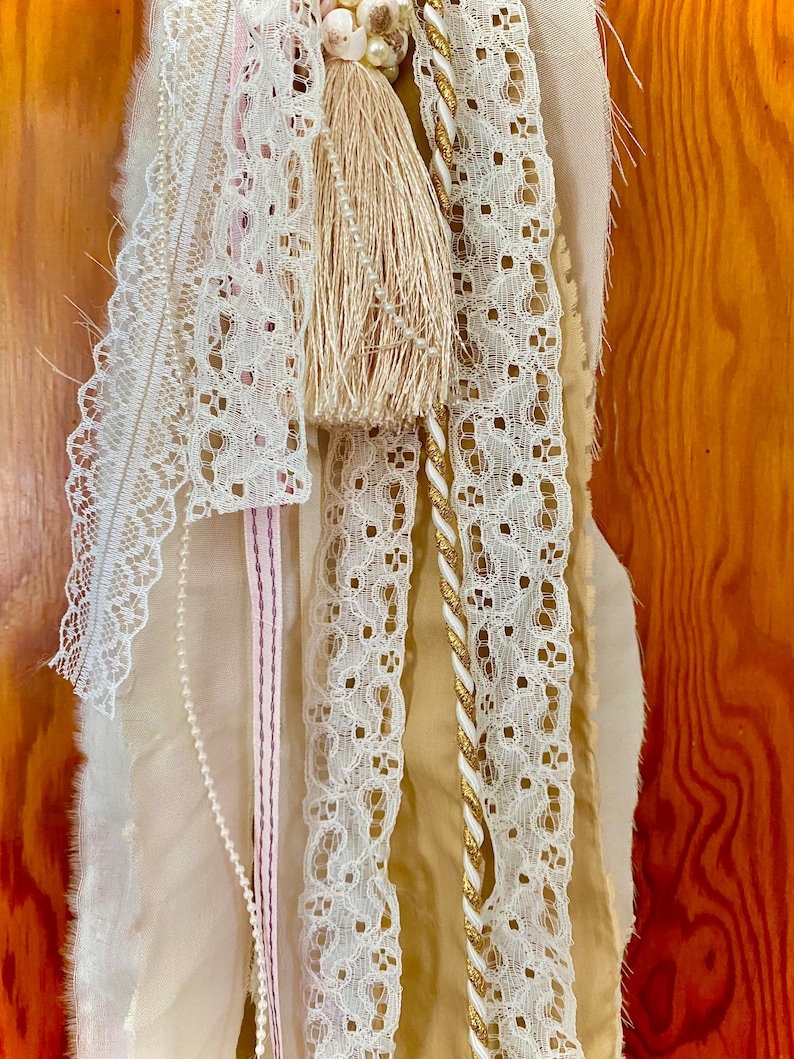 Assemblage Frame Tattered W/rose, Tassel, Ribbon Lace, Cloth Shabby ...