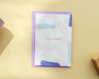 Klappkarte Hello Baby / Bio-Farben / Recyclingpapier / Abstrakte verspielte Formen