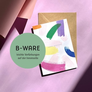Klappkarte Happy Birthday / DIN A6 / B-Ware / verspieltes Design / Abstract shapes / Recyclingpapier