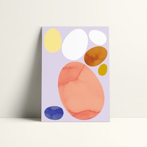 Postkarte Eier / Aquarell , DIN A6, Grußkarte Ostern, Minimalistisch, Ostereier