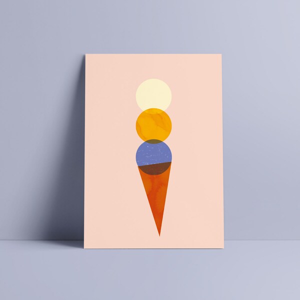 Postkarte Icecream, DIN A6, Grußkarte, Sommergrüße, verspieltes Design, mit Bio-Farben auf Recyclingpapier gedruckt