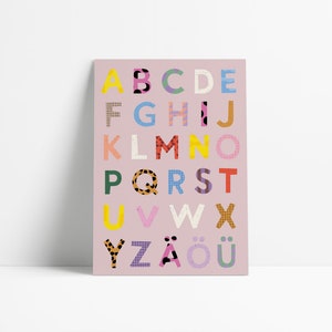 Postkarte Alphabet / Einschulung / Grußkarte / Alphabet