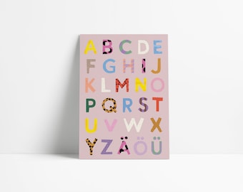 Postkarte Alphabet / Einschulung / Grußkarte / Alphabet