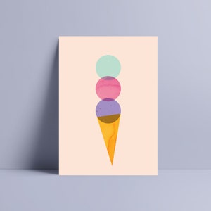 Postkarte Icecream, DIN A6, Grußkarte, Sommergrüße, verspieltes Design, mit Bio-Farben auf Recyclingpapier gedruckt