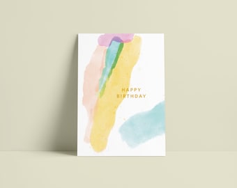 Postkarte Happy Birthday / Goldfunkel / DIN A6