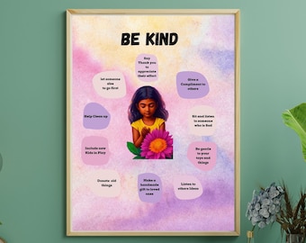 Be Kind- Digital print, kids quotes, kids wall Art, kids Room Decor, Instant download