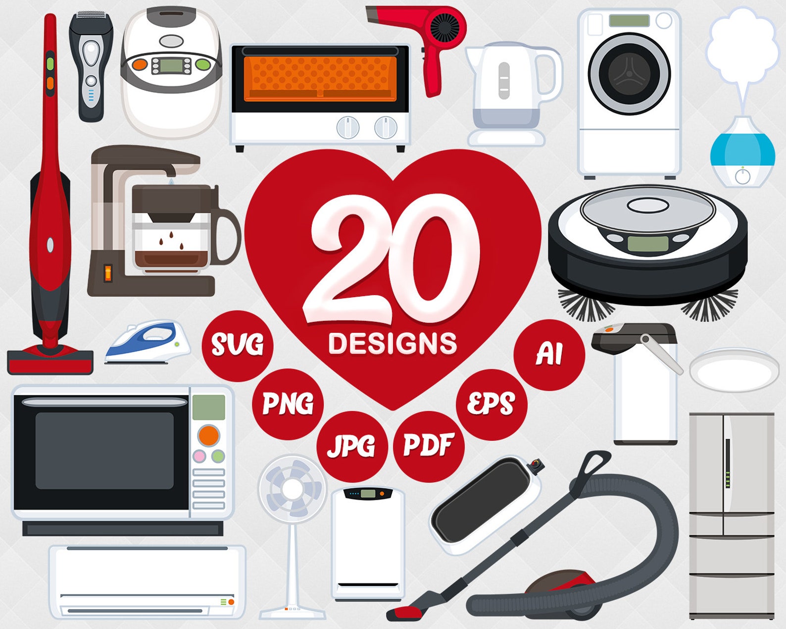 20 HOUSEHOLD APPLIANCES clip art vector clipart electric Etsy
