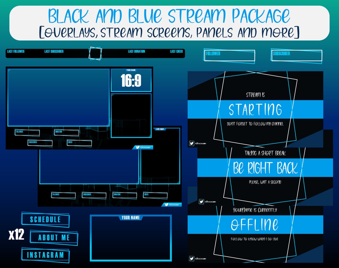 Black and Blue Stream Package - Etsy