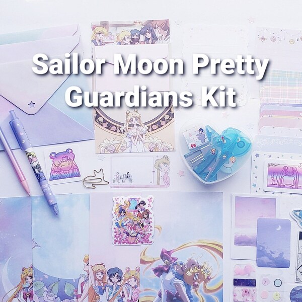 Sailor Moon theme Grab kit 50pcs Stationery Pretty Guardian kit, Envelope, Memo sheets, Journaling Stickers washi tape pen pal scrapbooking