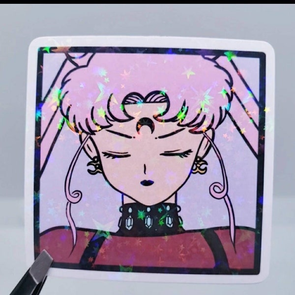 Sailor Moon sticker Black Lady Holographic sticker Chibi Chibi Anime Chibiusa anime sticker Dark Sailor laptop stickers decal