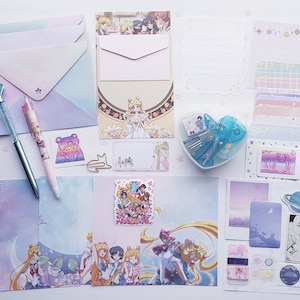 Sailor Moon Stationery Theme Kit: Anime  Pretty Guardians Stickers, Pen, Memo Sheets (50pcs)