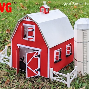 Archivo SVG 3D para hacer un granero, silo y cerca.