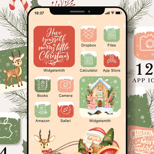 Christmas Aesthetic Iphone Icons Ios 14 Christmas App Icon - Etsy