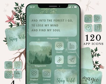 Green Icons iOS 14 Icons Forest Android App Icon Green iPhone Icons iOS14 Icons App Covers IG Highlight Icons App Icon Bundle, 201002