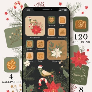 Pack d&#39;icônes esthétiques pour iPhone d&#39;application de Noël, pain d&#39;épice, lot d&#39;icônes iOS, Widget, papier peint Android, thème de téléphone hiver mignon, vert, 201106