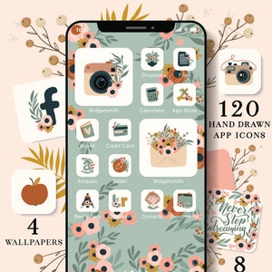 Hand Drawn App Icons, iOS Icons, iPhone Icons, Handdrawn iOS 14 Icons, Vintage App Covers, Highlight Icons, Retro App Icon Bundle, 201211