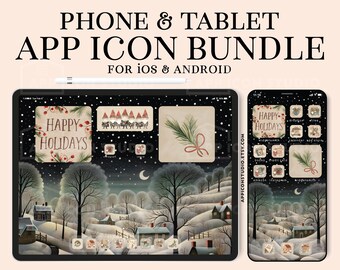 Christmas iOS 26 Icons Aesthetic Watercolor Icon Bundle iOS Android Mobile Devices Customization Winter Personalized Phone Tablet, 231205b