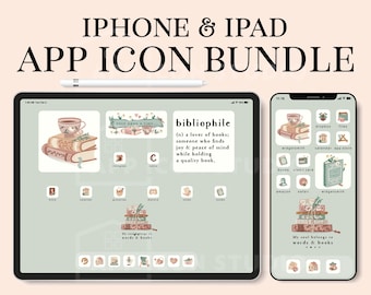 Paquete de íconos de la aplicación Book Lover para iPhone y iPad, íconos de Bookworm para iOS, íconos de la aplicación iOS 14, íconos para resaltar libros, destacados de lectores, 220318b