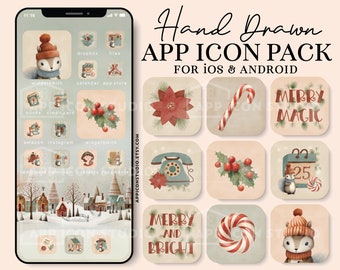 Winter Wonderland App Icons, Widgets & Wallpapers - Festive Christmas Theme with Snow, Cute Squirrels - iOS + Android Customization, 231128