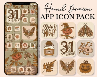App Icons Halloween iOS 14 Icons Herbst iPhone Icons iOS 15 Herbst Thema ästhetisches iOS-Icon Halloween App-Cover, Social Highlight Icon, 220829