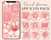 Cherry Blossom Android Icons iOS 14 Aesthetic, Sakura Widgets for iPhone, Pink Spring App Icon Pack for Phone Home Screen Shortcuts, 210301