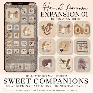 Aesthetic Halloween Neutral App Icon Pack iOS Icon Set in Beige and Gray Tones iPhone App Covers, Wallpaper, Widgets for Android, 231003e1