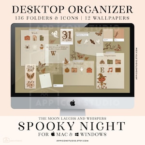 Macintosh Icons Halloween PC Computer Icons and Wallpapers for Fall Spooky Mac Desktop Wallpaper Autumn MacBook Windows Folders, 220829c