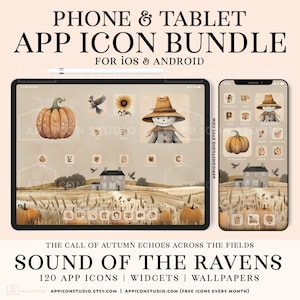 Autumn Aesthetic iPhone and iPad Icon Bundle with Widgets and Wallpapers, Floral Fall App Icons for iOS and Android Phone Tablet, 230905b