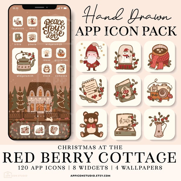 Icons iPhone Christmas App Icons Cottagecore App Icon Packs Christmas iOS 14 Icons Cottagecore iPhone App Icons Cottagecore iOS 15, 211207