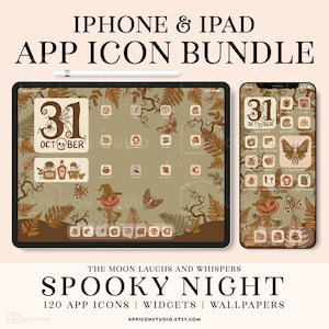 App Icons Fall Halloween Widget Bundle for iPhone iPad, Android, Autumn Icons iOS 14 Aesthetic Moths App Cover Instagram Highlights, 220829b