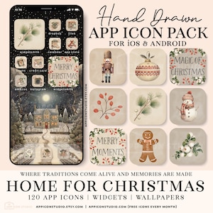 Christmas App Icons, iOS Icons Festive, Aesthetic Christmas iPhone, Widgets, Winter Aesthetic Wallpapers and Backgrounds for Mobile, 231118