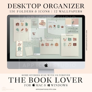 Computer App Icons für Buchliebhaber Desktop Organizer Tapete MacBook Ordner-Icons Ordner Mac Hintergrund Windows PC Icons Theme, 220318c