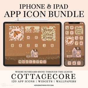 Pack d'icônes Cottagecore App Bundle IG Highlights Covers Icônes Android Cottagecore iPhone iPad iOS 14 15 16 Pack d'icônes pour téléphone Marron, 210405b