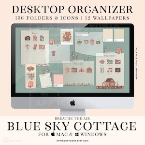 Desktop Folder Icons Mac Wallpaper Cottagecore Organizer PC Desktop Icons Computer Custom Aesthetic Hand Drawn iMac MacBook Windows, 220413c