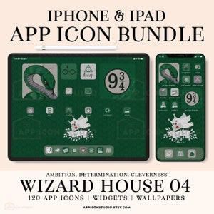 iOS Icon Bundle Green Magic Wizard Houses App Icons Android Homescreen Snake Wizarding School Aesthetic Movie Instagram Highlights, 230212b