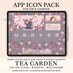 Purple iPad Icon Set with Wallpapers and Widgets, App Icons in Aesthetic Purple and Pink Shades, Flower Icons Floral Android Phone, 220111i