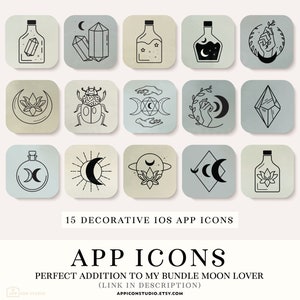 iOS 14 Icons Mystical Boho, Moon App Icons, Spiritual Highlights for iPhone, Celestial Aesthetic Icons for iOS 14, Android Widgets, 201012